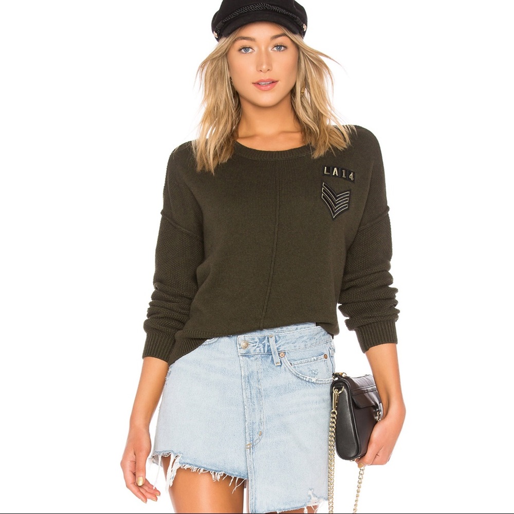 Rails olive green army patch pullover sweater